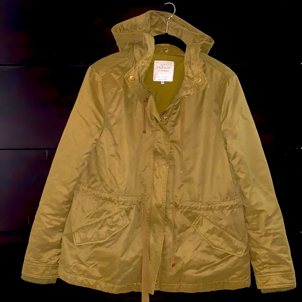 Zara olive green hooded utility jacket, size M